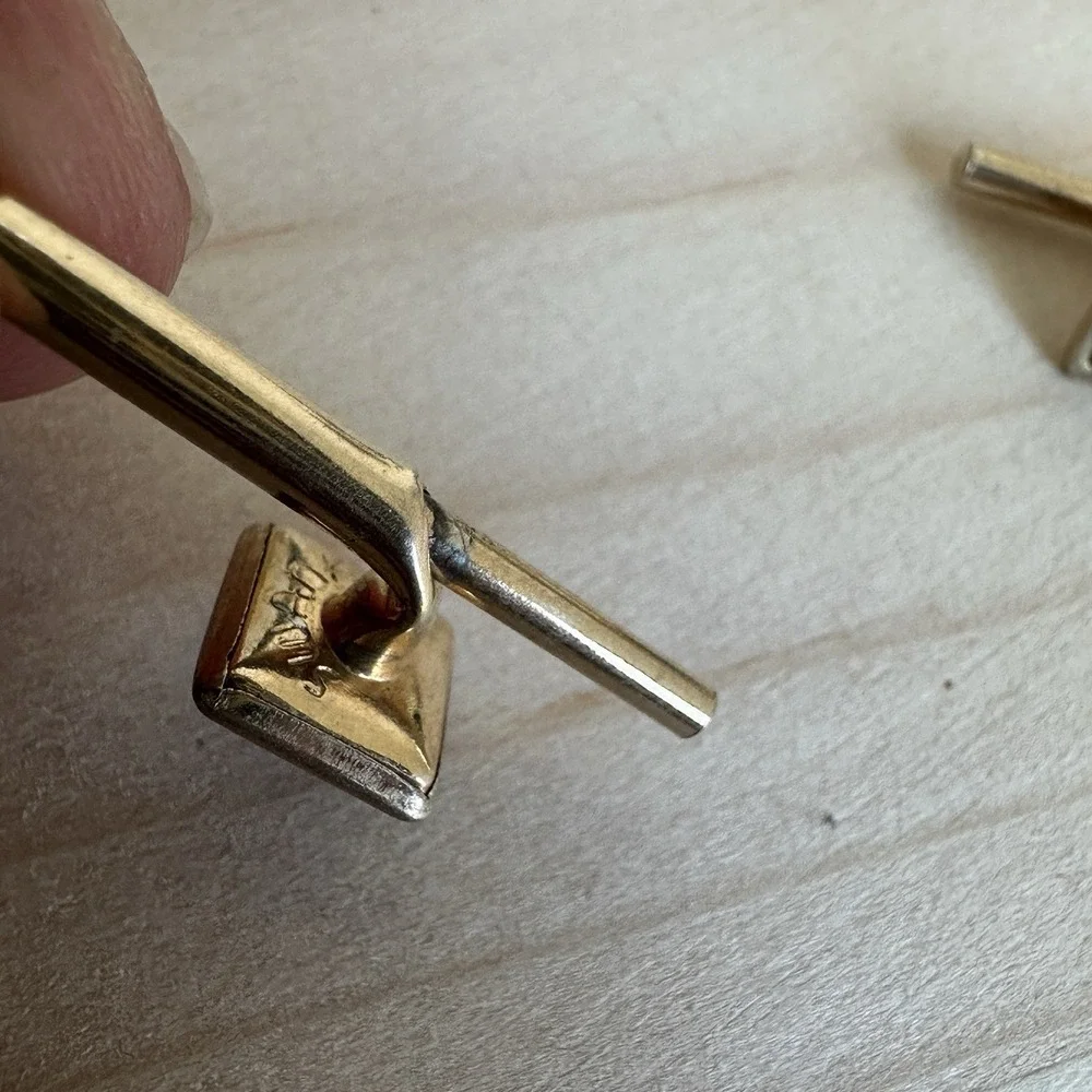 VTG Swank Square Cufflink Formal Shirt Studs Tie Tack 0.5-1 Inch Black Onyx Gold